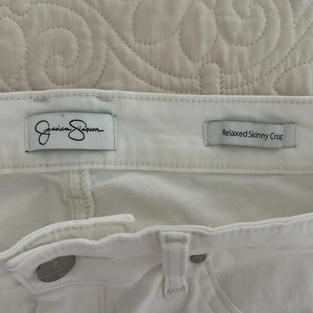 Jessica Simpson relaxed skinny crop white jeans